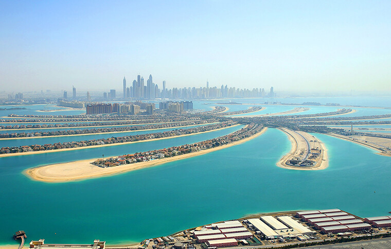 aerial view of manmade island
